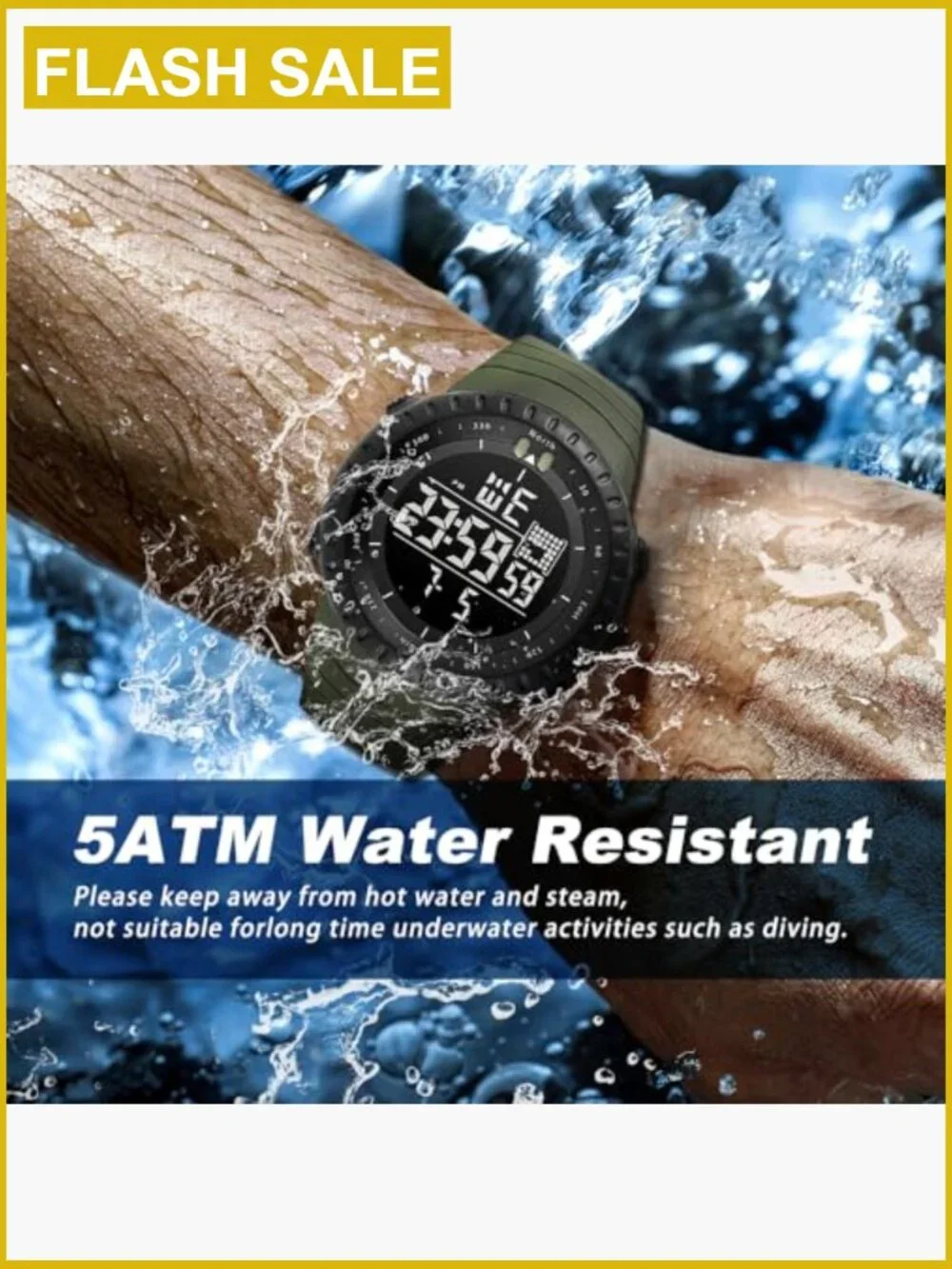 Military Digital Watch Multi-Function LED Alarm Stopwatch Water Resistant Gift